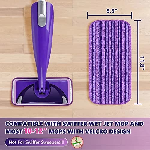 TINA&TONY Reusable Mop Pad for Swiffer WetJet 6PCS | Microfiber Floor Refill for Hardwood & Tile thumbnail 2