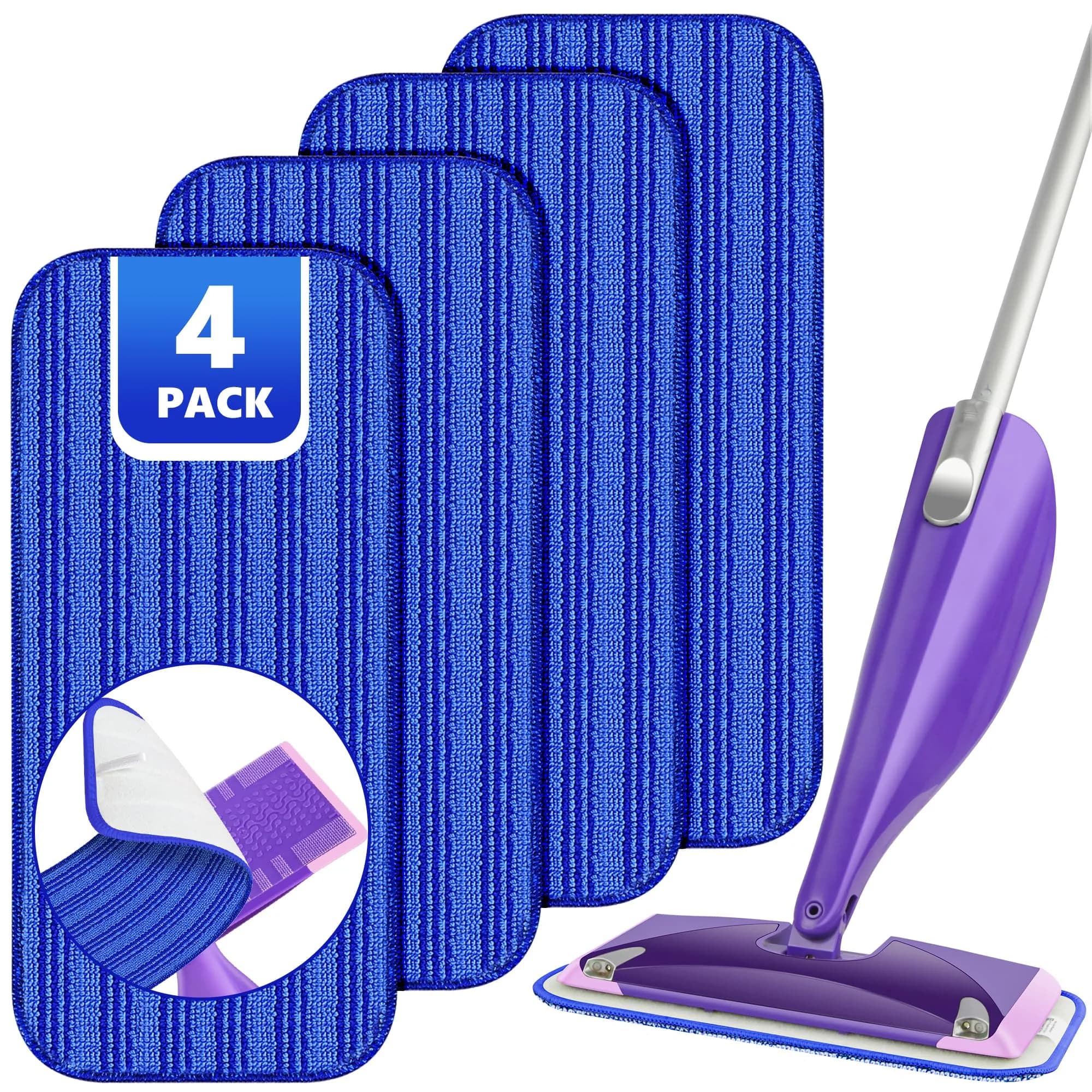 TINA&TONY Reusable Mop Pad for Swiffer WetJet 6PCS | Microfiber Floor Refill for Hardwood & Tile — Blue