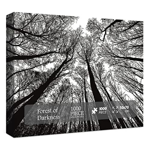 BBOLDIN Impossible Puzzle 1000 Piece, Challenging Difficult Puzzles for Adults, Hard Jigsaw Puzzles for Adults | Black White Forest Silhouette thumbnail 1