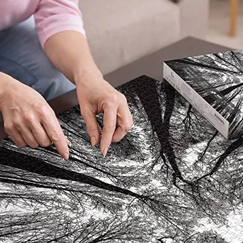 BBOLDIN Impossible Puzzle 1000 Piece, Challenging Difficult Puzzles for Adults, Hard Jigsaw Puzzles for Adults | Black White Forest Silhouette thumbnail 5