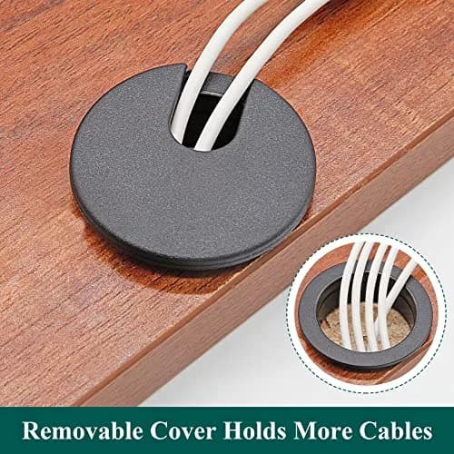 Litoexpe Black Desk Cord Grommet 2 Inch (50.8 mm) with Removable Cover | Organizes Cables for Desks and Work Areas thumbnail 4