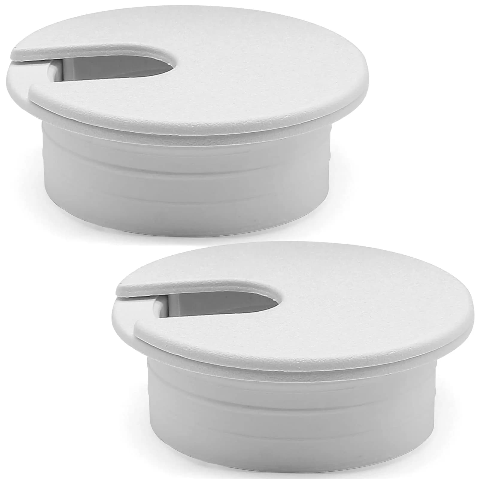 Litoexpe Black Desk Cord Grommet 1-1/2 Inch (38 mm) | Organize Cables for Desks and Work Areas — White