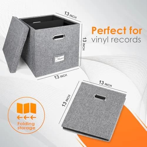 Woodoulogy Vinyl Record Storage Box for 50+ LPs | 12-Inch Record Holder Case with Lid thumbnail 2