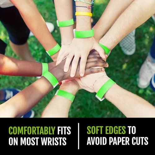 Wristco Neon Green Tyvek Wristbands 600-Pack | Tamper-Proof & Fluorescent for Events, Hospitals, Parties thumbnail 5