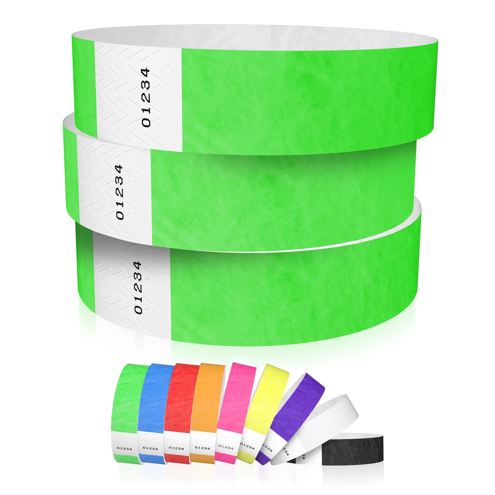 Wristco Neon Green Tyvek Wristbands 600-Pack | Tamper-Proof & Fluorescent for Events, Hospitals, Parties - main product image