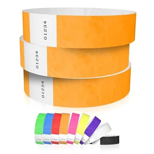 Wristco Neon Orange Tyvek Wristbands 600 Count | Tamper-Proof & Fluorescent for Events thumbnail 1