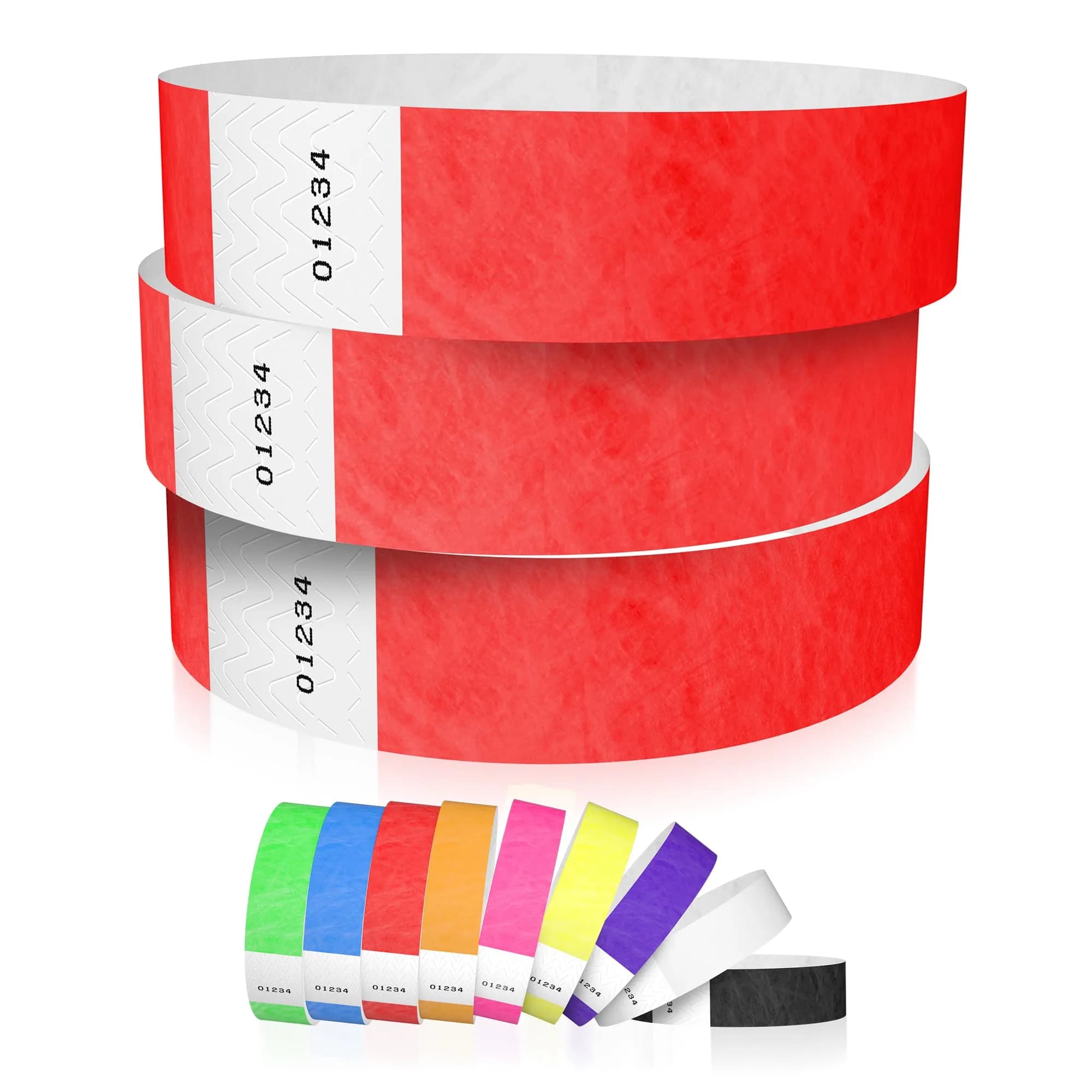 WristCo Neon Red Tyvek Wristbands 600 Count | Tamper-Proof & Fluorescent for Events, Hospitals, Parties