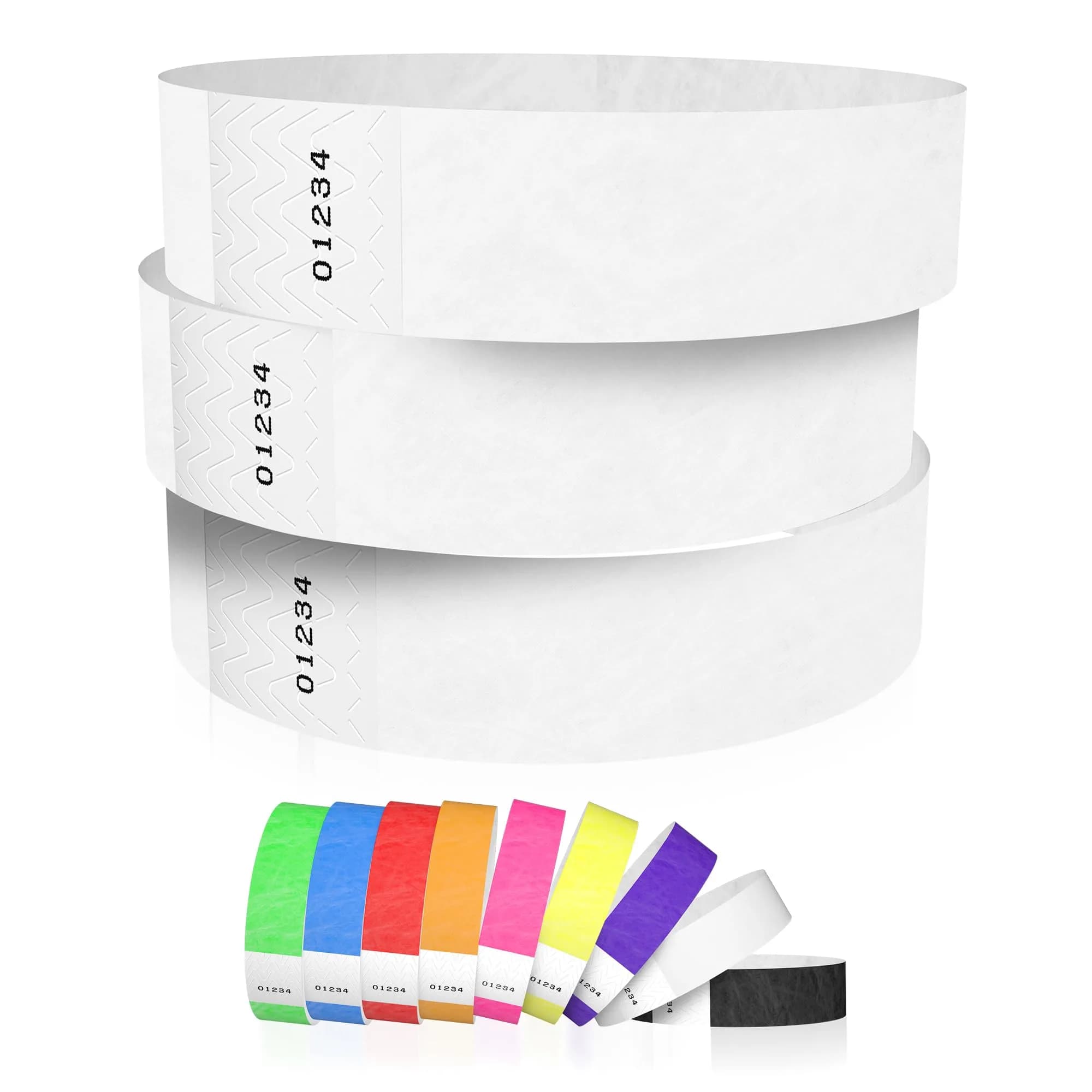 Wristco White Tyvek Wristbands 600-Pack | Sequential Numbered for Event Admission