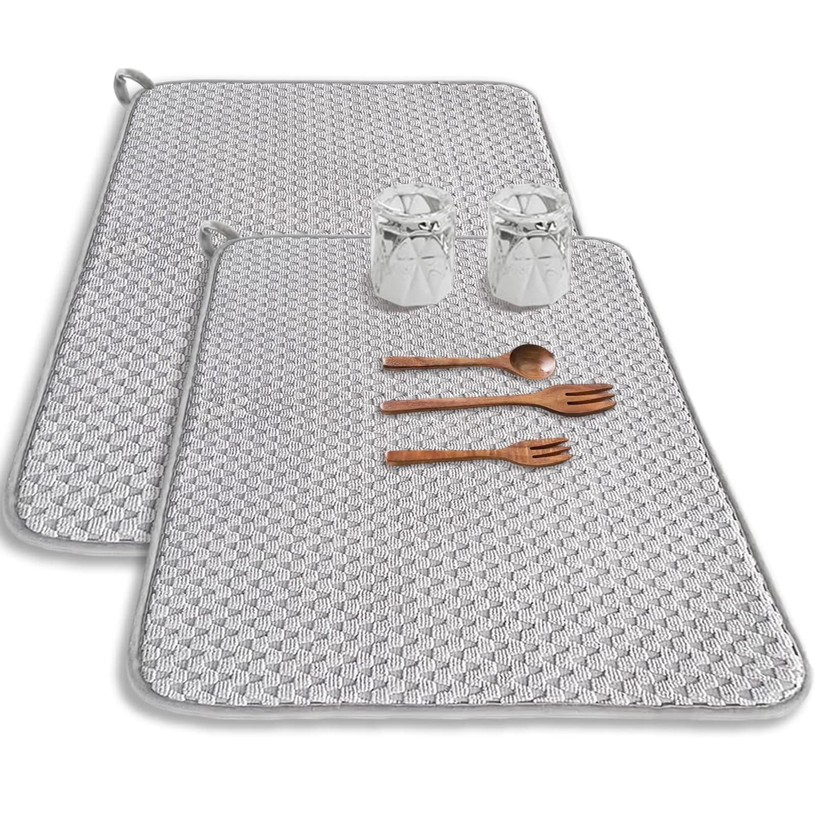 Meirrnyyu 2 Pack Microfiber Dish Drying Mat 24x17 inch | Absorbent Kitchen Counter Pad for Countertops & Sinks - main product image