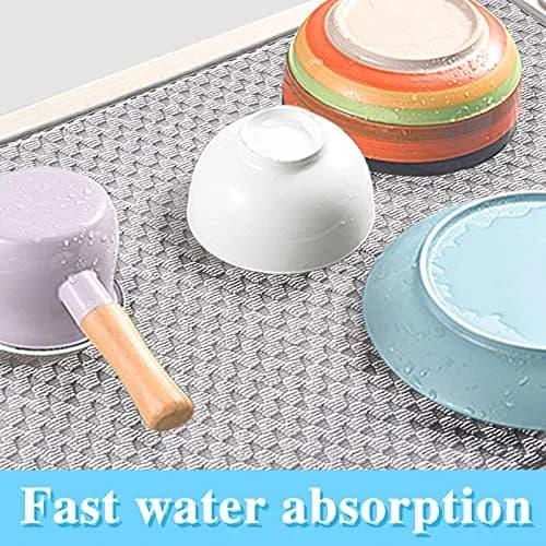 Meirrnyyu 2 Pack Microfiber Dish Drying Mat 24x17 inch | Absorbent Kitchen Counter Pad for Countertops & Sinks thumbnail 4