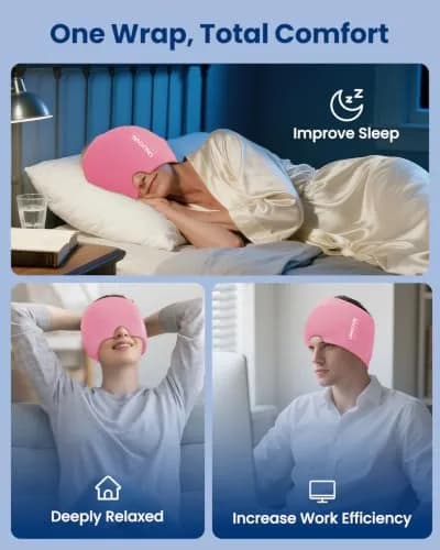 ONLYCARE Migraine Relief Cap for Women, Headache Relief Cold Cap Ice Mask | Odorless Gel, Reusable, Ergonomic Fit (20-24 inch) thumbnail 7