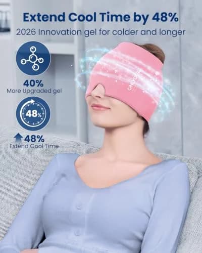 ONLYCARE Migraine Relief Cap for Women, Headache Relief Cold Cap Ice Mask | Odorless Gel, Reusable, Ergonomic Fit (20-24 inch) thumbnail 3