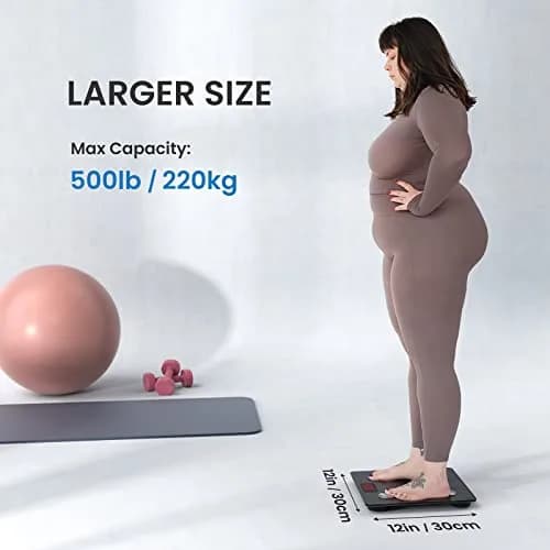 RENPHO Smart Bathroom Scale with Ultra Wide Platform 12 x 12 inches | 500 lbs Capacity thumbnail 2