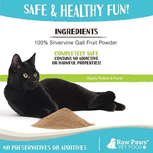 Raw Paws Silvervine Powder 75g (2.6 oz) | Potent Catnip Alternative for Indoor Cats thumbnail 4