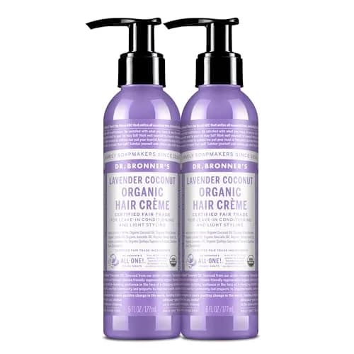 Dr. Bronner's Organic Hair Crème Lavender Coconut Leave-In Conditioner 354ml (12 Fl Oz) | USDA Organic & Fair Trade Ingredients thumbnail 1