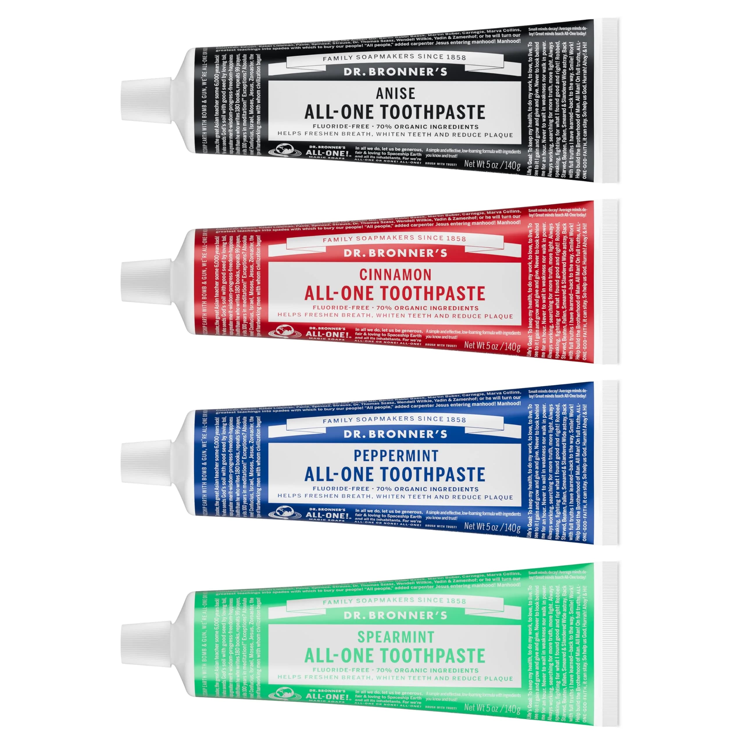 Dr. Bronner's All-One Toothpaste Anise 15oz (444ml) 3-Pack | Fluoride-Free & Vegan — Variety Pack