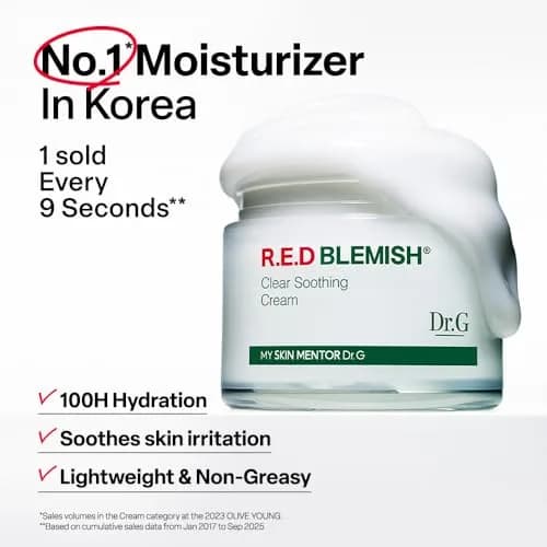 Dr.G R.E.D. Blemish Clear Soothing Face Cream 70ml (2.36 fl oz) | Lightweight Hydration for All Skin Types thumbnail 2