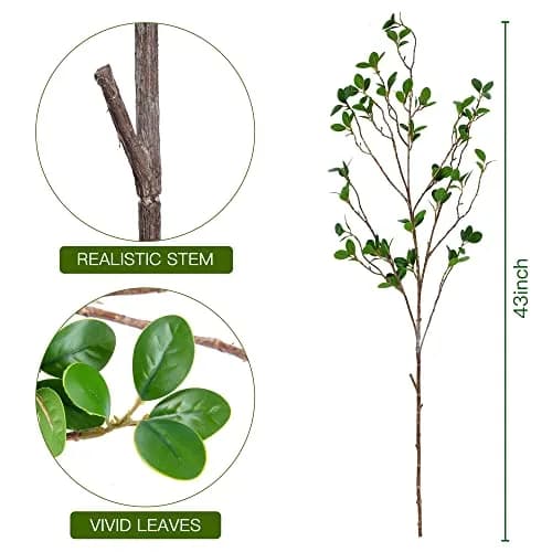 Sggvecsy Artificial Ficus Branches 43’’ | Realistic Faux Leaf Spray for Home & Office (120 chars) thumbnail 5