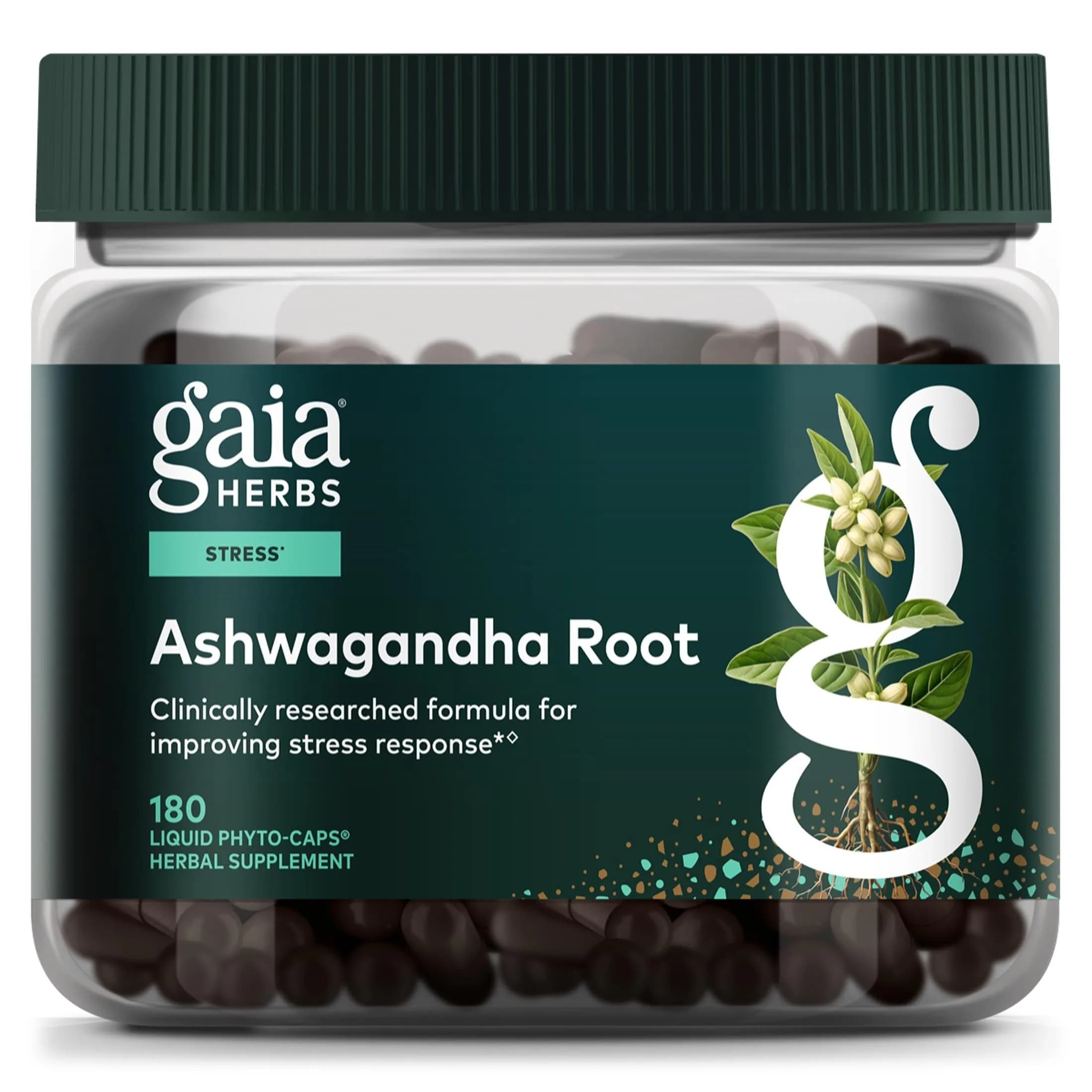 Gaia Herbs Ashwagandha Root 350 mg Vegan Capsules | 90 Servings (180 Count)