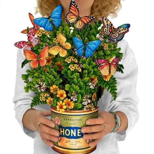 Freshcut Paper Butterflies & Buttercups 12" Pop Up Card | Blooming Art Bouquets thumbnail 1