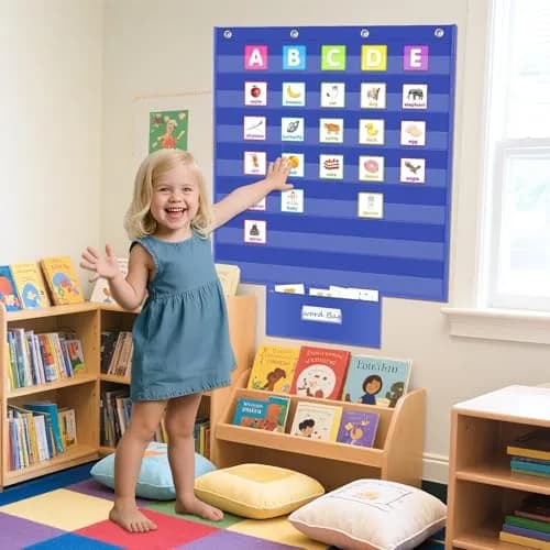 ALSLEA Standard Pocket Chart with Zipper Storage Bag 71cm x 71cm (28"x28") | Teacher Essential for Classroom Learning thumbnail 5