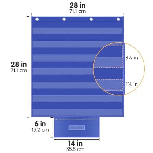 ALSLEA Standard Pocket Chart with Zipper Storage Bag 71cm x 71cm (28"x28") | Teacher Essential for Classroom Learning thumbnail 7