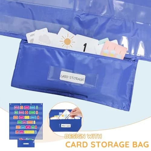ALSLEA Standard Pocket Chart with Zipper Storage Bag 71cm x 71cm (28"x28") | Teacher Essential for Classroom Learning thumbnail 3