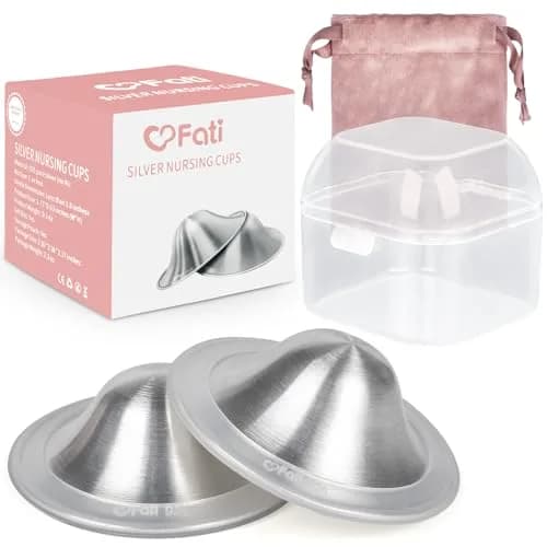 FATI Silver Nursing Cups 2-Pack | 925 Sterling Silver Nipple Shields for Sore Nipple Relief thumbnail 1
