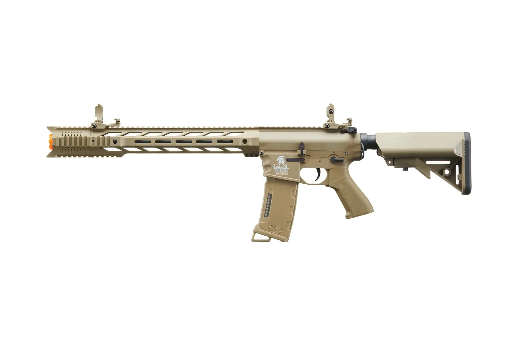 Lancer Tactical Gen 2 Polymer Airsoft M4 Interceptor SPR with 130 Rnd Mid Mag | Lightweight & Durable — Tan