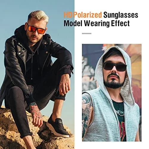 KWHZXGYY Polarized Sunglasses for Men & Women, Retro Square Frame, UV400 Protection thumbnail 6