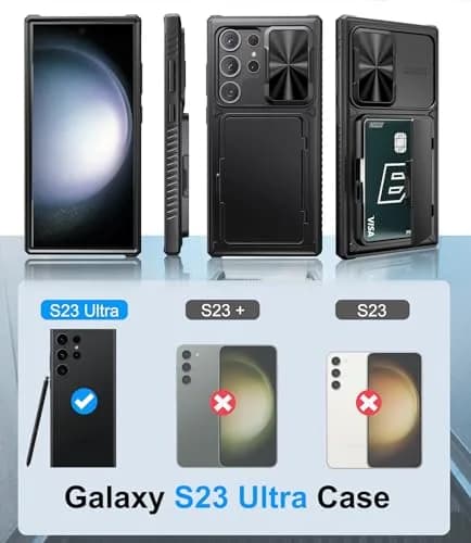 BXYJY Samsung Galaxy S23 Ultra Wallet Case with Card Holder & Kickstand, Black | Shockproof & Camera Cover thumbnail 2