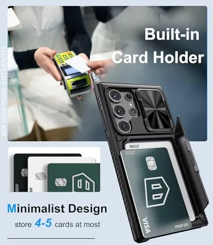 BXYJY Samsung Galaxy S23 Ultra Wallet Case with Card Holder & Kickstand, Black | Shockproof & Camera Cover thumbnail 3
