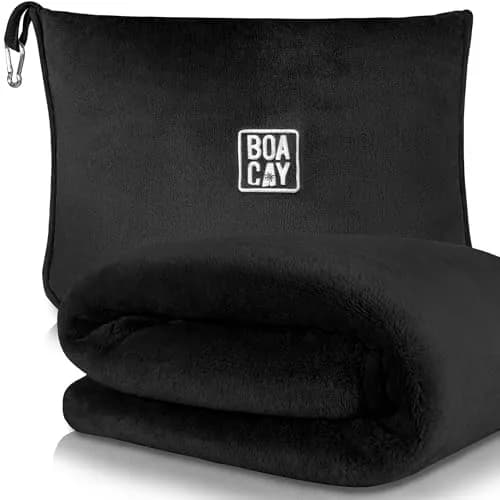 BOACAY Soft & Warm Travel Blanket Pillow 160cm x 100cm | Micro Plush for Airplane & Car thumbnail 1