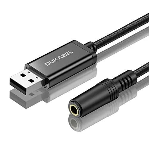 DUKABEL USB to 3.5mm Jack Audio Adapter Cable 1.2M | Stereo Sound with TRRS Mic Support for PC, PS4, PS5 thumbnail 1