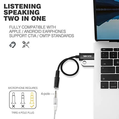 DUKABEL USB to 3.5mm Jack Audio Adapter Cable 1.2M | Stereo Sound with TRRS Mic Support for PC, PS4, PS5 thumbnail 4