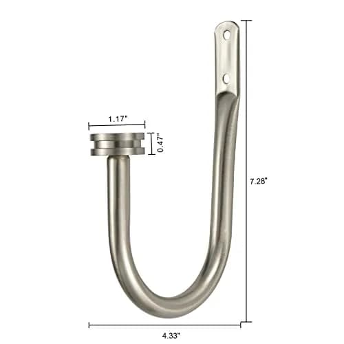 Kemmie Matte Nickel Decorative Curtain Holdbacks Set of 2 | Heavy Duty Metal Wall Mount Drapery Hooks 18.5cm (7.28in) thumbnail 4