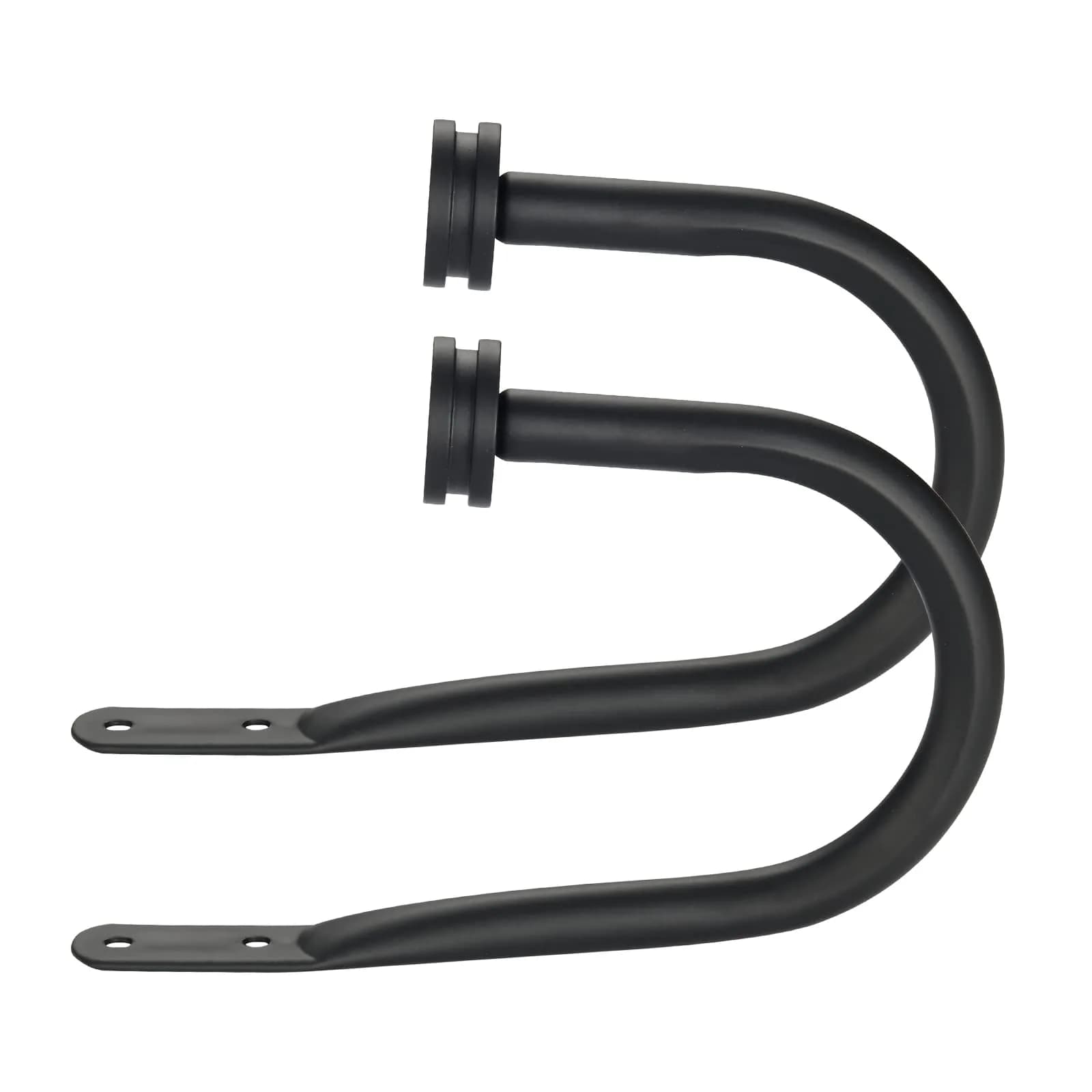 Kemmie Brass Decorative Curtain Holdbacks Set of 2 | Heavy Duty Metal Wall Mount Hooks for Drapery — Matte Black