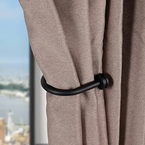 Kemmie Matte Black Decorative Curtain Holdbacks Set of 2 | Heavy-Duty Metal Wall Mount Hooks for Drapery thumbnail 3