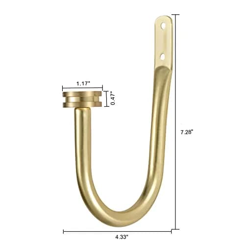 Kemmie Brass Decorative Curtain Holdbacks Set of 2 | Heavy Duty Metal Wall Mount Hooks for Drapery thumbnail 4