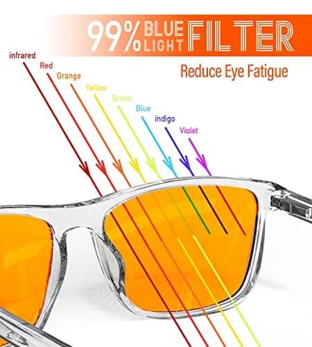 Bloomoak 99% Blue Light Blocking Glasses - Amber Lens - 145mm Arm - Standard Size | Blocks 100% Harmful Blue Light thumbnail 4