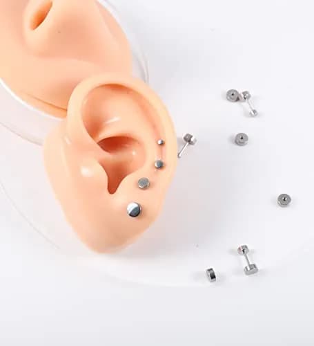 MJust Small Titanium Earrings for Women G23 Titanium Stud Earrings for Sensitive Ears Dot Ball Cubic Zirconia Hypoallergenic 20G Flat Back Earrings thumbnail 6