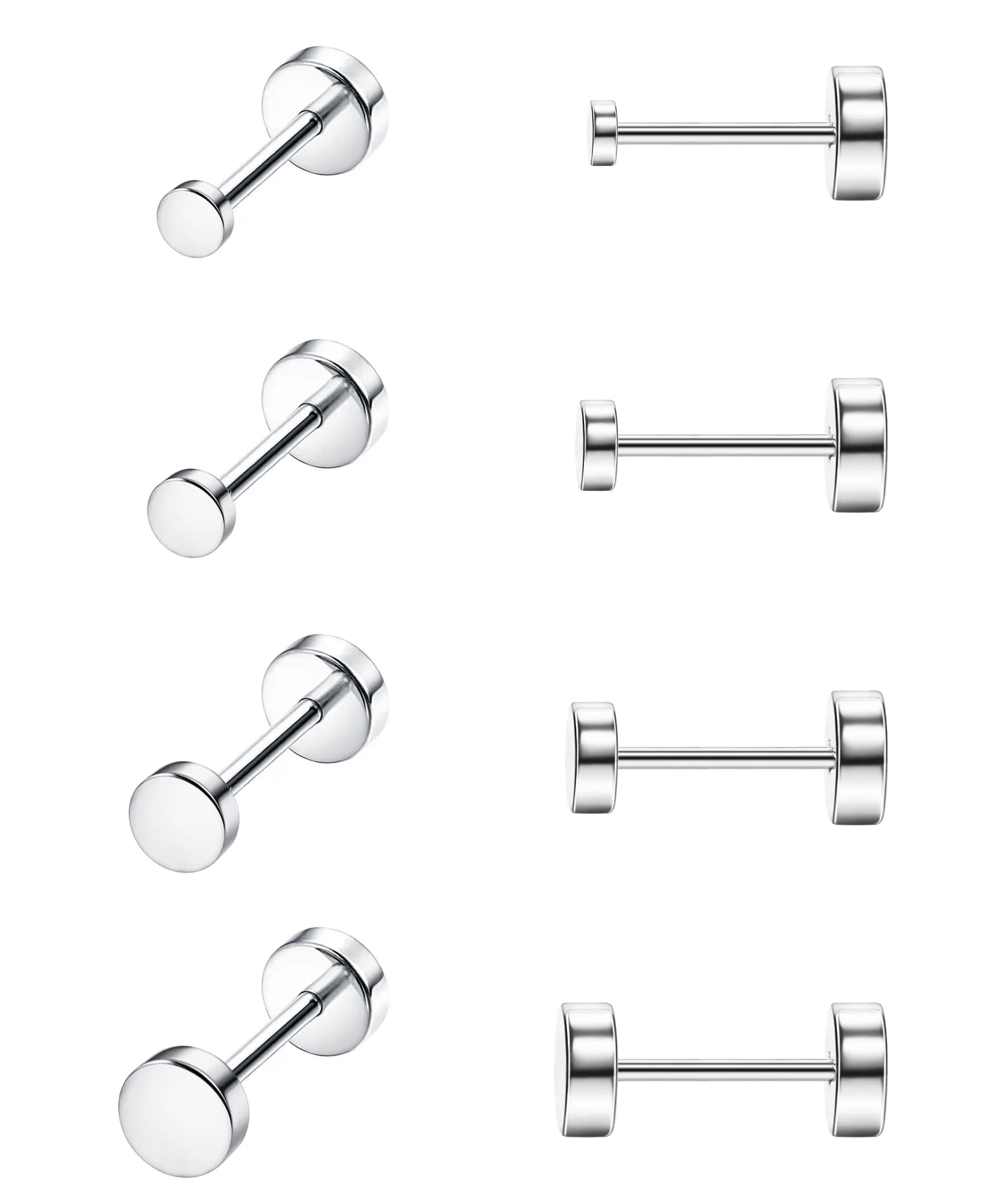 MJust Small Titanium Earrings for Women G23 Titanium Stud Earrings for Sensitive Ears Dot Ball Cubic Zirconia Hypoallergenic 20G Flat Back Earrings - main product image