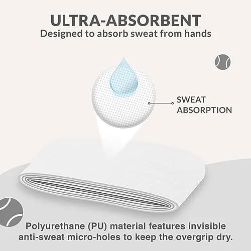Palbea Padel Racket Grip Tape 60-Pack White | Sweat-Absorbent, Non-Slip, Enhanced Comfort thumbnail 7