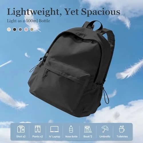 WEPOET Black Backpack For College Women, Middle High School Bag For Girls Bookbag | Water Resistant Nylon Daypack thumbnail 4