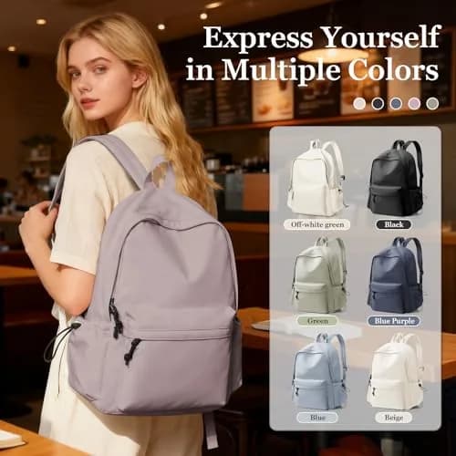 WEPOET Waterproof School Backpack for Men Women, 32cm (12.6in) x 46cm (18.1in) x 14cm (5.5in) | Durable Nylon College Bookbag with Laptop Sleeve thumbnail 8