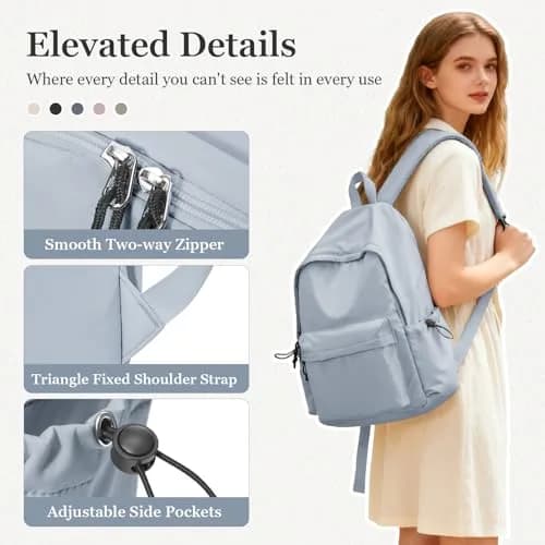 WEPOET School Backpack Girls, Waterproof Bookbag Women, College Student School Bag with 14-inch Laptop Sleeve | Blue thumbnail 5