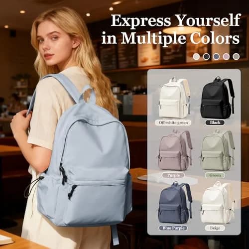 WEPOET School Backpack Girls, Waterproof Bookbag Women, College Student School Bag with 14-inch Laptop Sleeve | Blue thumbnail 8
