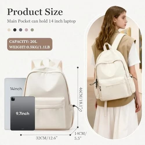 WEPOET Waterproof College Backpack for Teen Girls Boys | 32cm x 46cm x 14cm (12.6" x 18.1" x 5.5") thumbnail 2