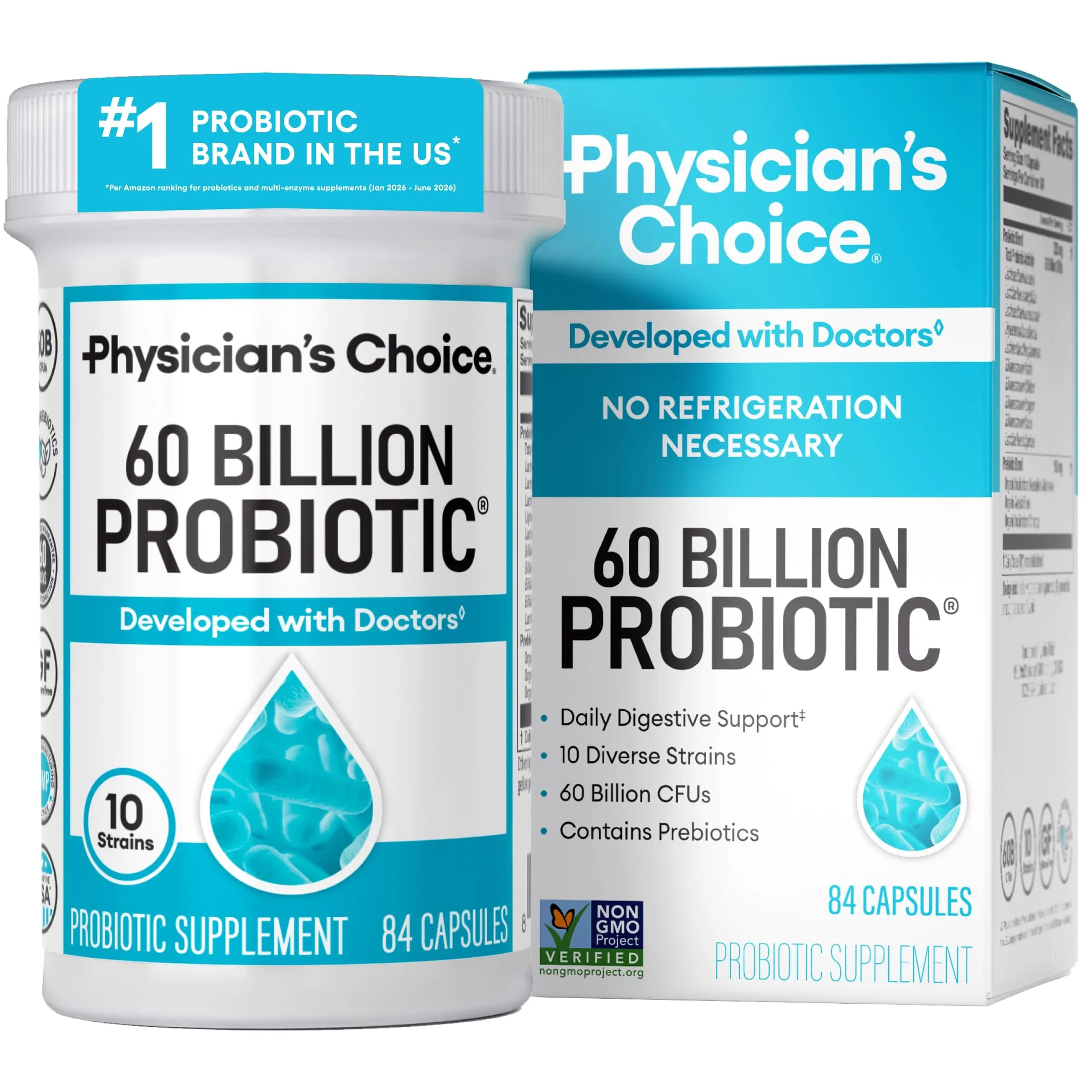 Physician's CHOICE Probiotics 60 Billion CFU 84ct | Supports Digestive & Gut Health with Organic Prebiotics