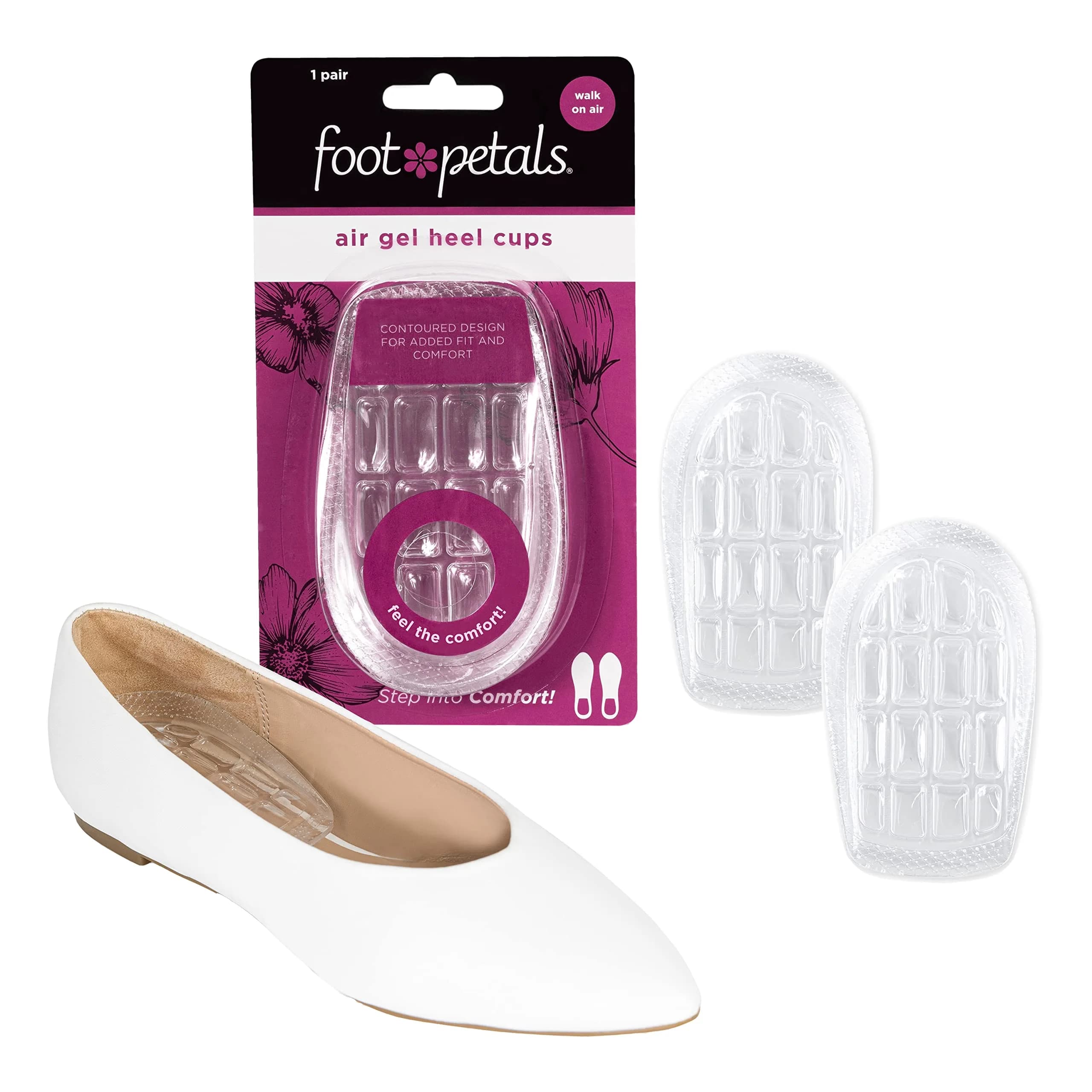 Foot Petals Heel Cups | Prevent Cracked Heels & Stabilize Heels in Women's Shoes — Clear